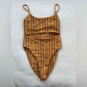 Skatie Orange Patterned One Piece Swimsuit